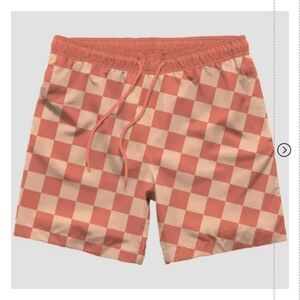 🆕🩳Men's Checked Swim Shorts - Coral Orange